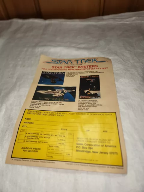 Vintage 1979 AMT Star Trek The Motion Picture Poster 7" by 10" Ad Insert