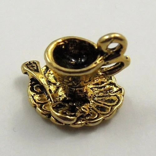 20 Stück Antiqued Gold Kaffeetasse Charms Dangles Anhänger 16x11x10mm 31847