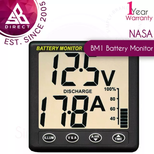 NASA Marine BM1 Clipper Battery Monitor - 12VDC + 5m Cable Included│For Boats