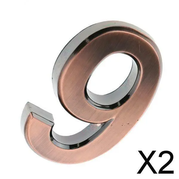 2X Nombre de porte autocollant en plastique de cuivre, numéro de chiffre