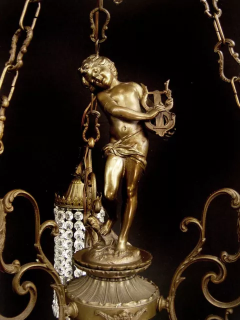 italienischer Putten Kronleuchter Deckenlampe  im Jugendstil Morenau restauriert