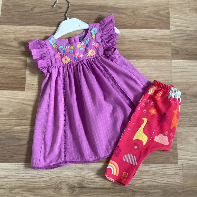 Leggings doodle vestiti bambina 3-6 mesi floreali ricamati smock top smock