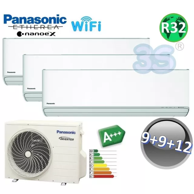 3S Klimaanlage Panasonic Trial Split Etherea Z Serie 9+9+12 Wi-Fi A+++ Nanoex