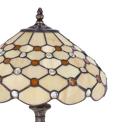 Lampada da tavolo in stile tiffany base in lega e vetro realizzato a mano 45 cm 2