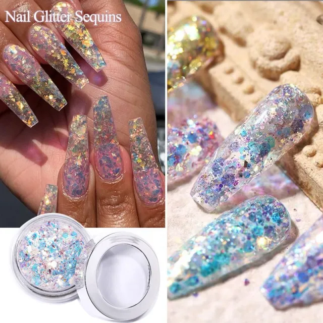 Lentejuelas holográficas para uñas - hexágono para uñas brillo escamas decoraciones de manicura 1 pieza