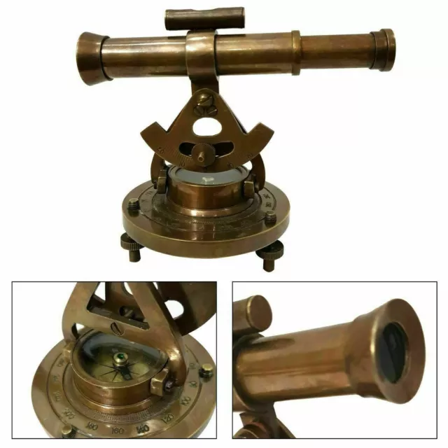 sam Survey Instrument Antique Vintage Brass Theodolite Alidade Telescope Compass