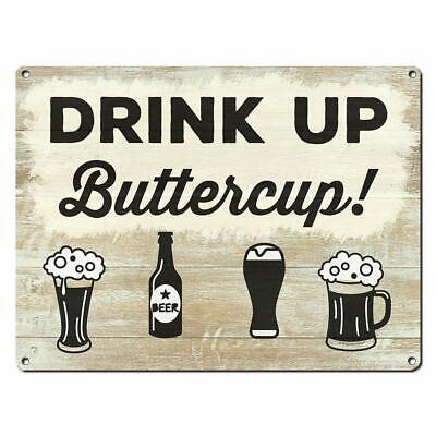 Retro Metal Tin Signs Drink Up Buttercup Plaque Iron Pub Bar Wall Poster