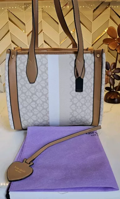 $298 KATE SPADE Flower Jacquard Stripe Market Medium Tote No. PXRUB271 (New)