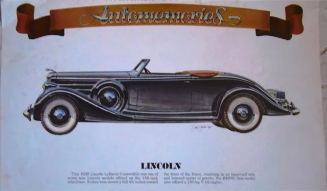 1935 Lincoln LeBaron Convertible car print (grey, no top)