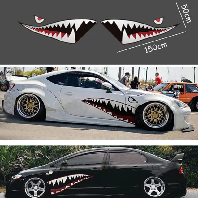 2X 59'' SHARK Mouth Tooth Teeth Sticker Vinyl Exterior Decal For Car Side  Door $15.99 - PicClick