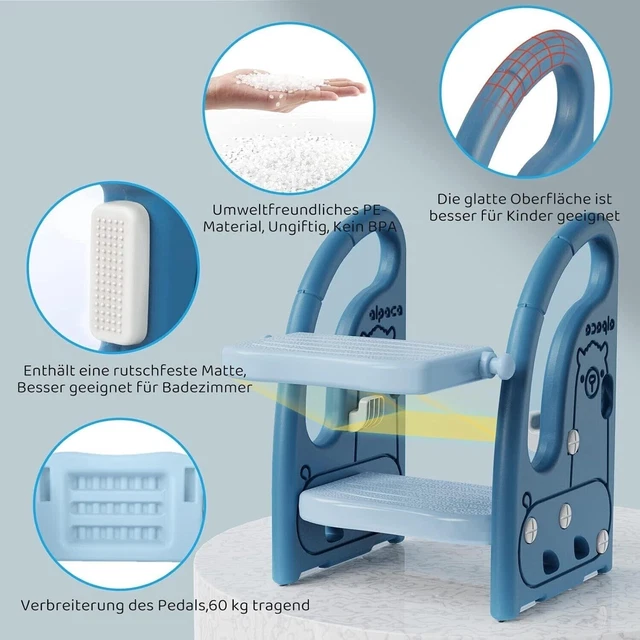 CasaZenith Tritthocker Zusammenklappbar – 22,9 Cm Hoch, Bis 136 Kg Belastbar, Grau Mit Griff