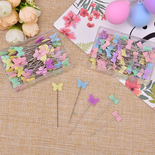 100 piezas/lote de accesorios de costura pasador de patchwork con caja hágalo usted mismo pasadores de cabeza de botón hágalo usted mismo
