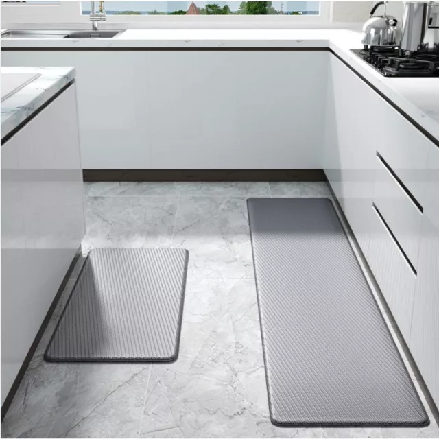 Kitchen Rugs and Mats Anti Fatigue for Floor Non Slip 2 Piece Set 17.7  Wide 0.47 Thick Kitchen Runner Cushioned PVC Memory Foam Waterproof Mats  for
