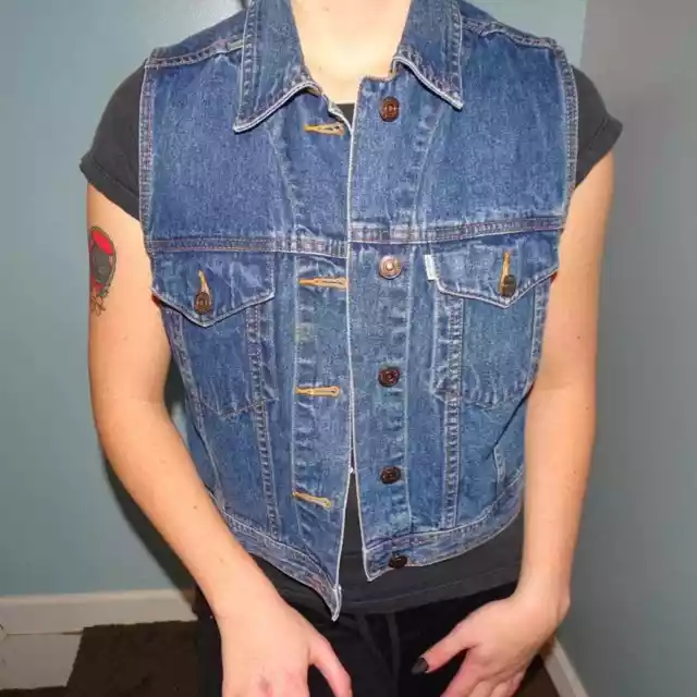 Vintage Denim Vest Levis Silver Tab Size Womens Medium Casual Boho 70s