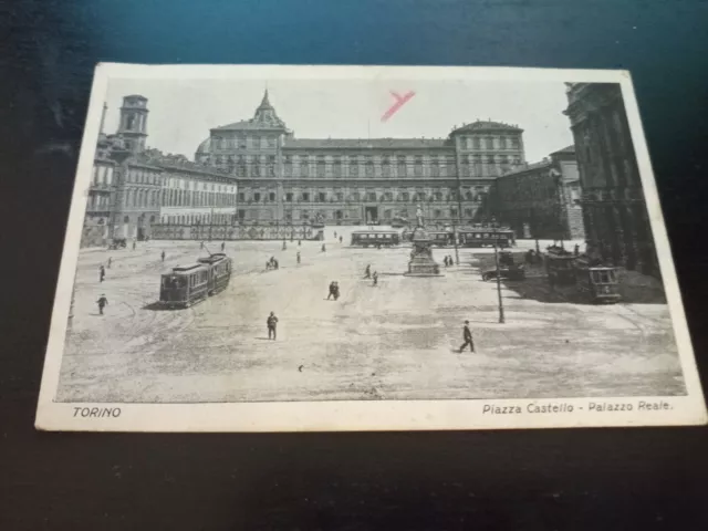 Cartolina - Torino - Piazza Castello e Palazzo Reale - Animata Tram-viaggiata