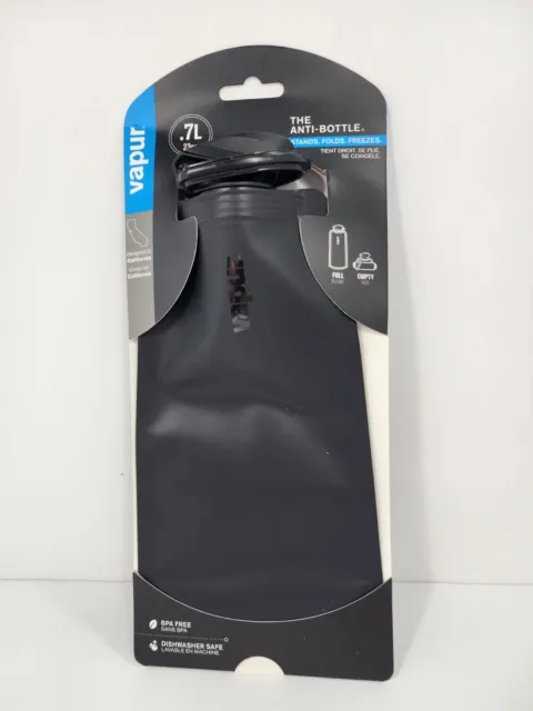 Vapur Collapsible Anti-Bottle .7L / 23 oz. Black BPA Free Stand Fold Freeze NEW