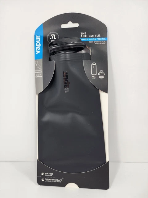 Vapur Collapsible Anti-Bottle .7L / 23 oz. Black BPA Free Stand Fold Freeze NEW