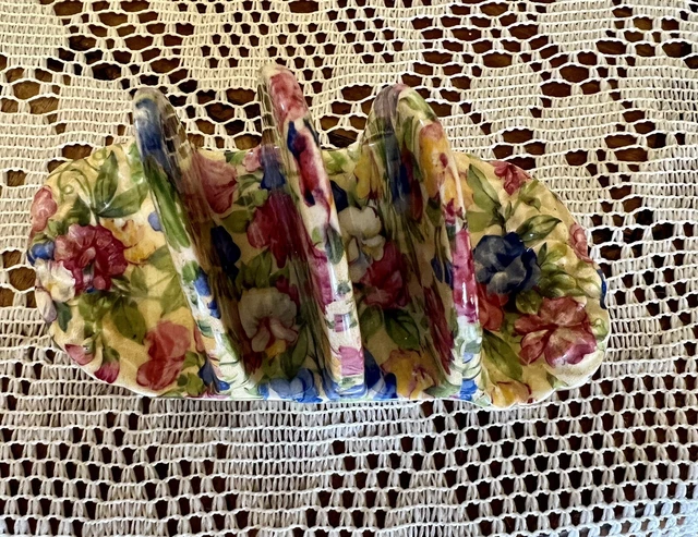 Vintage Royal Winton Grimwades Chintz Sweet Pea Pattern England DoubleToast Rack