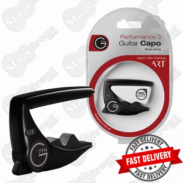 G7 PERFORMANCE 3 BLACK G7th ACOUSTIC STEEL STRING GUITAR CAPO G7P3BK