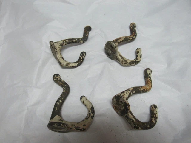 Set Of 4 Vintage School House, Closet, Coat Room, Farmhouse, Hooks Cast Iron 2