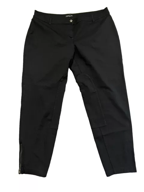 Eileen Fisher Woman Black Ponte Knit Riding Pants Ankle Zippers Sz XL P169