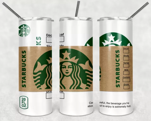 20oz Starbucks Cup Coffee Themed insulated tumbler with box lid and straw