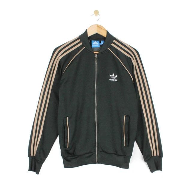 Giacca da pista Adidas verde tuta cerniera intera 3 righe da uomo taglia S