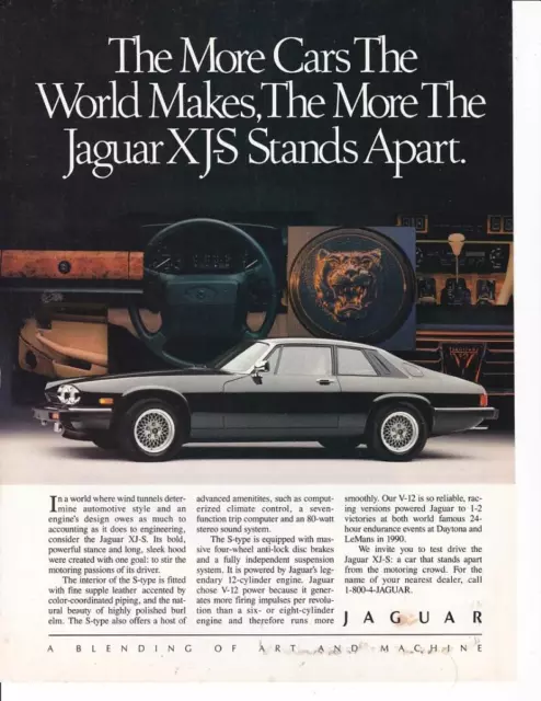 1991 Black Jaguar XJ-S Print-Ad/ Great Art