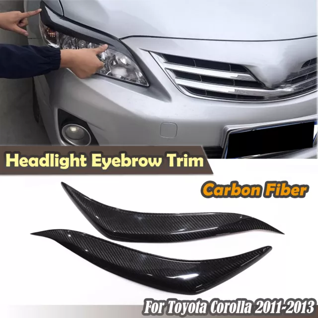 Carbon Fiber Car Headlight Eyelids Eyebrows Trim For Toyota Corolla 2011-2013 2x