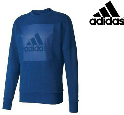 Mens Adidas Crew Sweatshirt Logo Sports Sweater Jumper Climalite Casual Pullover