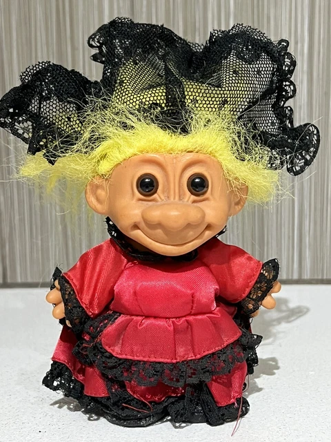 VINTAGE TROLL DOLL Original Genuine Russ Brand 11cm Red Black