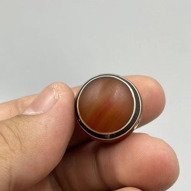 Ancient Etched Agate 4 Stripe Pyu Indo Tibetan Line Decorated 9 Bead