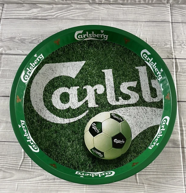 Retro CARLSBERG Metal Drink Serving Tray Football Footie Pub Man Cave Bar
