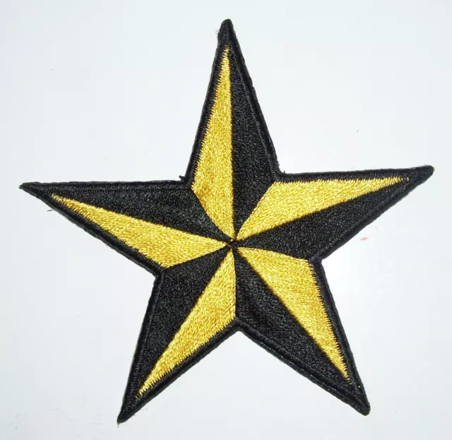 BRIGHT YELLOW 1.5 inch iron on NAUTICAL STAR patch applique rockabilly punk -119