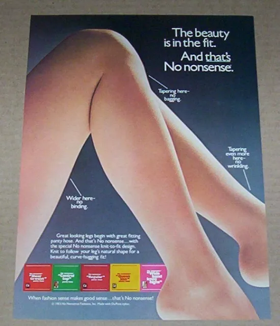 No Nonsense 1980s Print Advertisement Ad 1983 Pantyhose Hosiery Legs Fashion