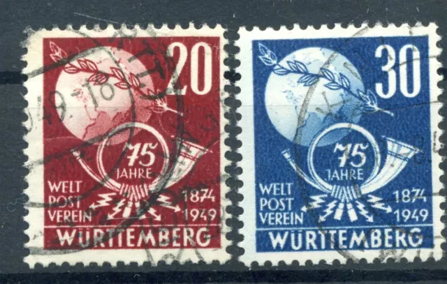 880660) Frz. Zone Württemberg Nr. 51-52 gestempelt, UPU, Weltpostverein