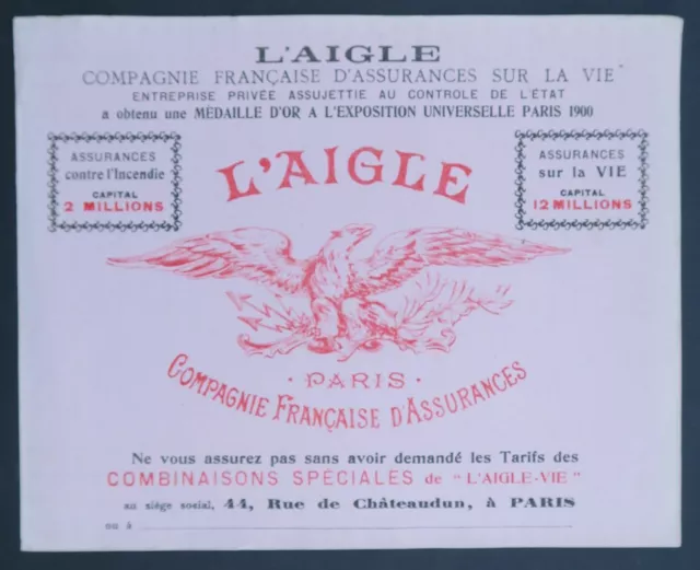 BUVARD L'AIGLE assurance PARIS eagle expo universelle 1900 blotter