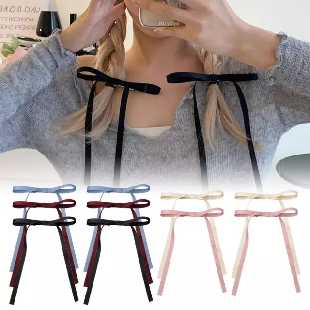 Frauen große Schleife Band Haarspangen Stahl Clip Haarnadel Satin Haarspange'