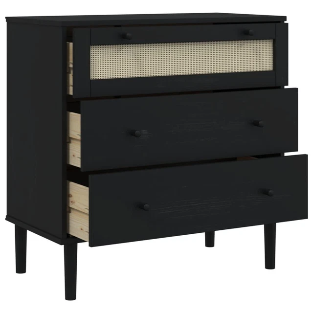 AX Cassettiera Nero 80x40x80cm Serie SENJA Portaoggetti Cassetti Lusso 0K 358024