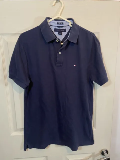 Tommy Hilfiger Men's slim Fit Navy Polo Shirt Size Medium