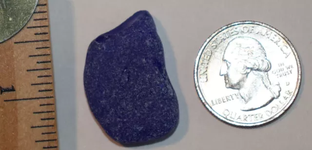 Surf Tumbled Cobalt Blue Frosted Beach Sea Glass Pendant Large