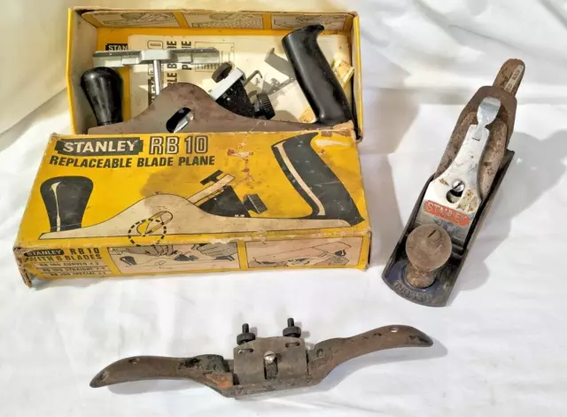 Vintage Wood Planes x3 Collection Stanley England No4 + RB10 + Spokeshave 151 AF
