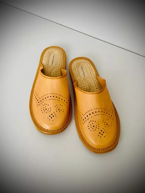 Pantofole da uomo in pelle fatte a mano pelle di maiale fatte a mano punta chiusa marrone naturale