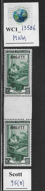WC1_13586. ITALY: TRIESTE FTT. 10 L gutter pair 1950 ITALY @ WORK. Scott 95. MNH