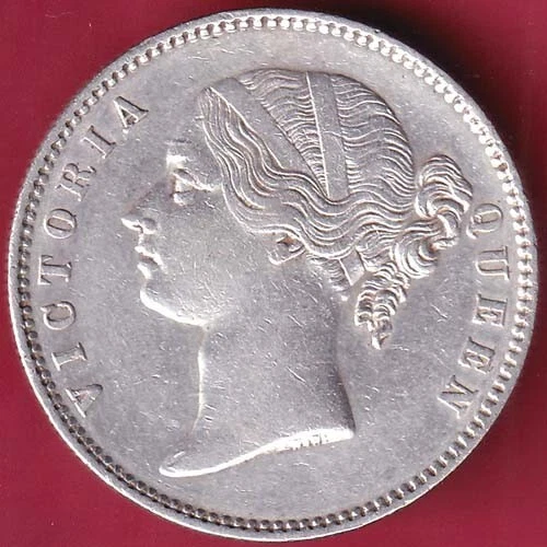 East India Company 1840 Divided Legend Victoria Queen One Rupee Silver Coin #C41