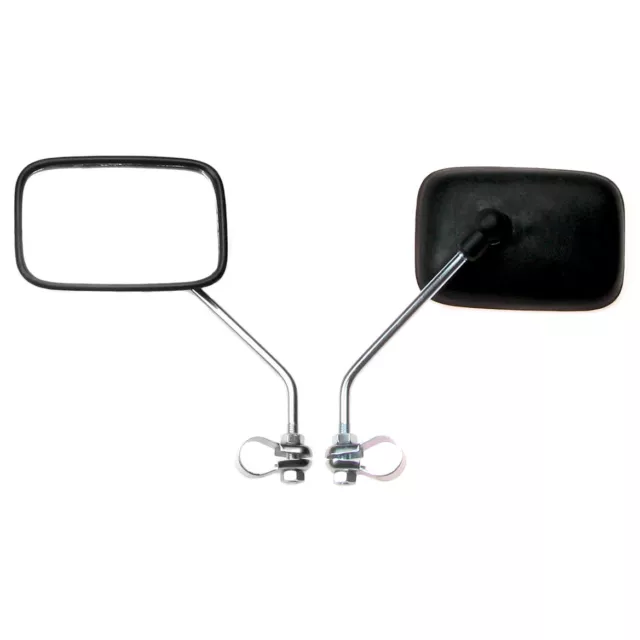 2x Universal Spiegel M8 /Schelle eckig Form (rechts/links) für Moped Mofa - kurz