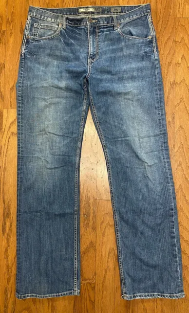 BKE Buckle Jeans Mens 38L (Actual 40 x34) Tyler Straight Leg Blue Stretch Denim