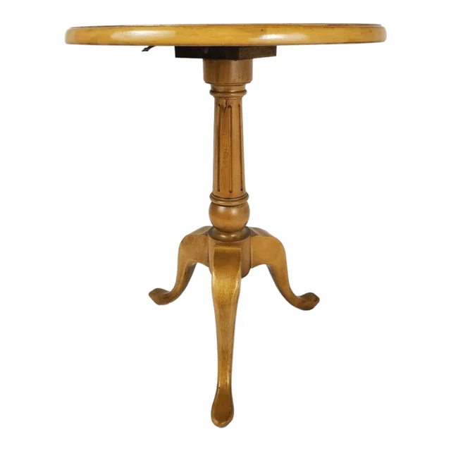 Vintage Lane Side Pedestal Table Maple Beech Inlaid Marquetry Hall Plant Stand
