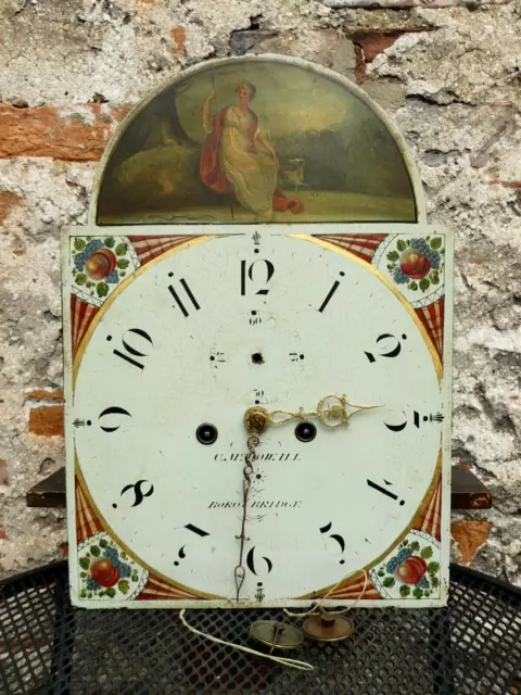 19thC McDowell Boroughbridge Long Case Clock Painted Enamel Dial & Movement a/f