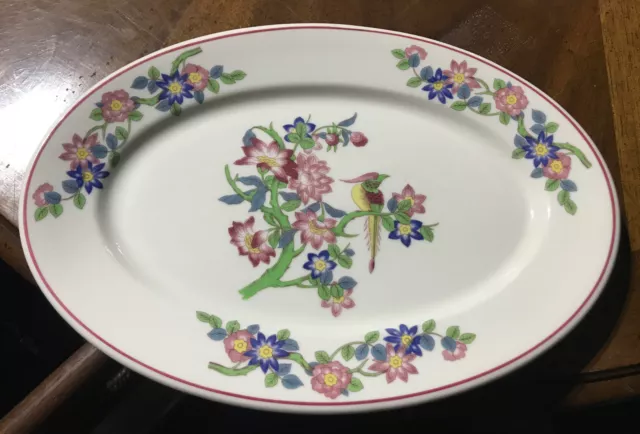Syracuse China Dewitt Clinton Floral Bird 12.25 Platter Restaurant Ware USA